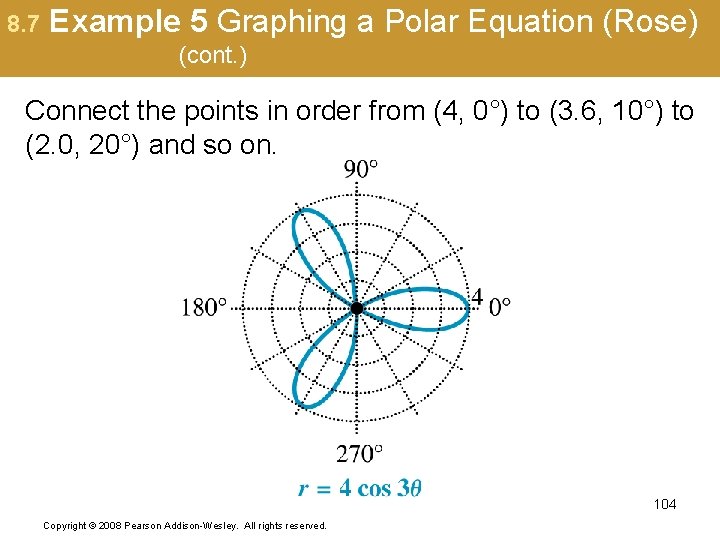 8. 7 Example 5 Graphing a Polar Equation (Rose) (cont. ) Connect the points