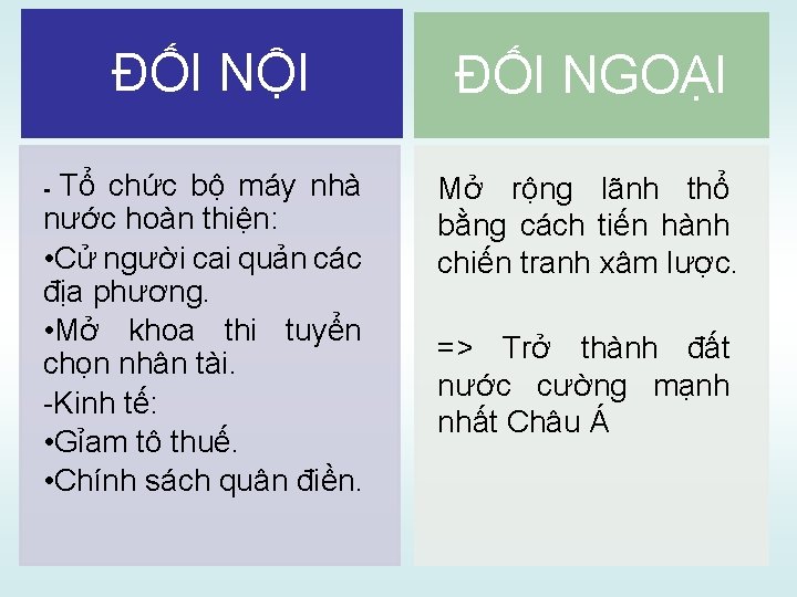 ĐỐI NỘI ĐỐI NGOẠI Tổ chức bộ máy nhà nước hoàn thiện: • Cử ĐỐI NỘI ĐỐI NGOẠI Tổ chức bộ máy nhà nước hoàn thiện: • Cử
