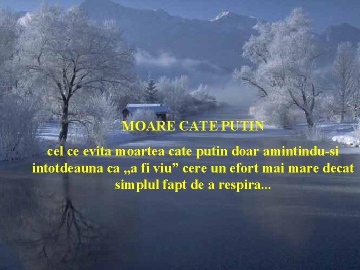 MOARE CATE PUTIN cel ce evita moartea cate putin doar amintindu-si intotdeauna ca ,