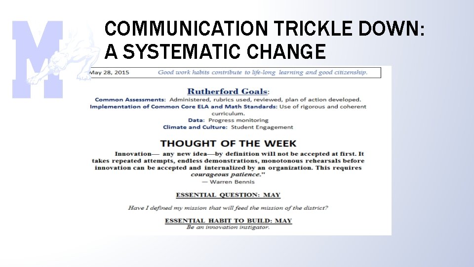 COMMUNICATION TRICKLE DOWN: A SYSTEMATIC CHANGE 