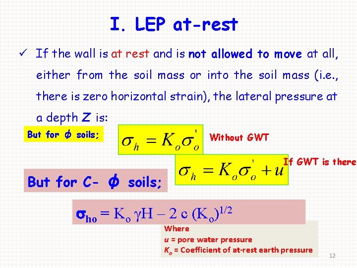 I. LEP at-rest ü If the wall is at rest and is not allowed