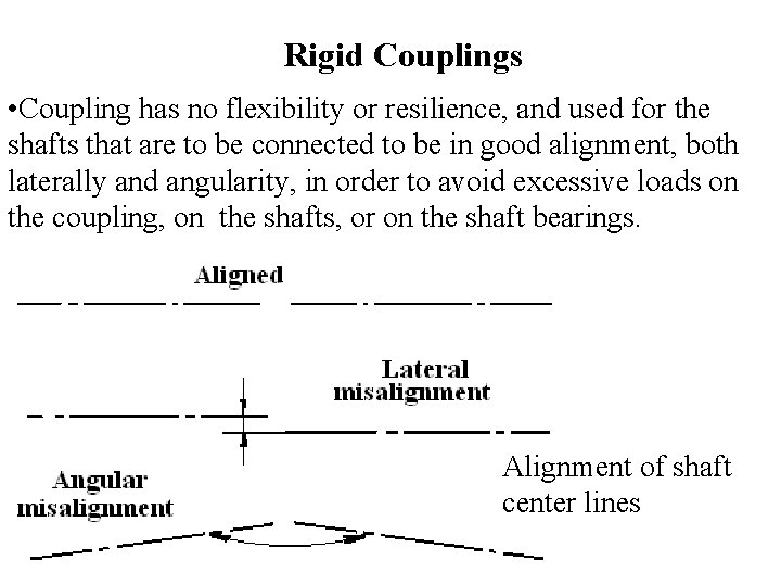 Rigid Couplings • Coupling has no flexibility or resilience, and used for the shafts