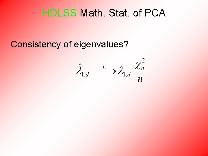 HDLSS Math. Stat. of PCA Consistency of eigenvalues? 