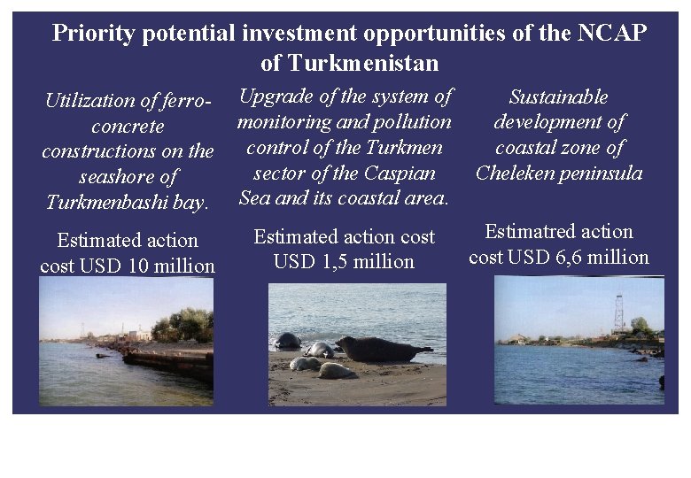 Priority potential investment opportunities of the NCAP of Turkmenistan Utilization of ferroconcrete constructions on