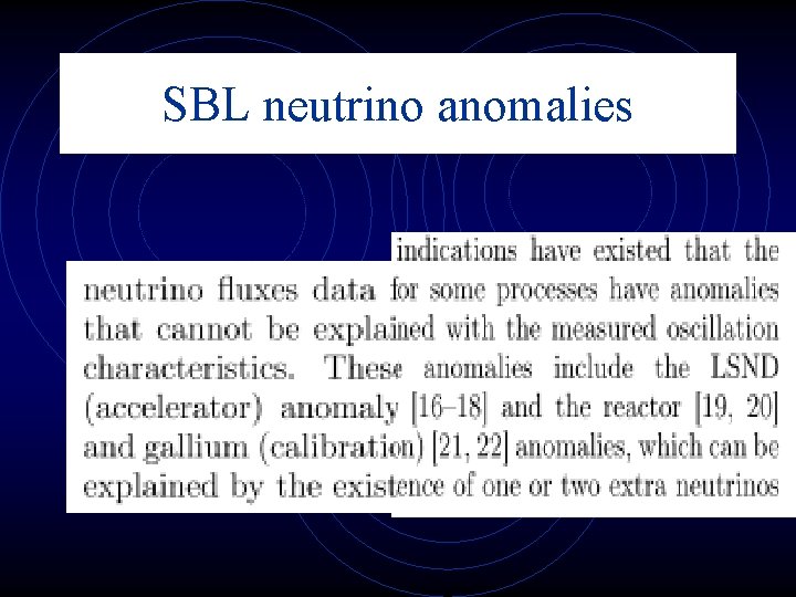 SBL neutrino anomalies 