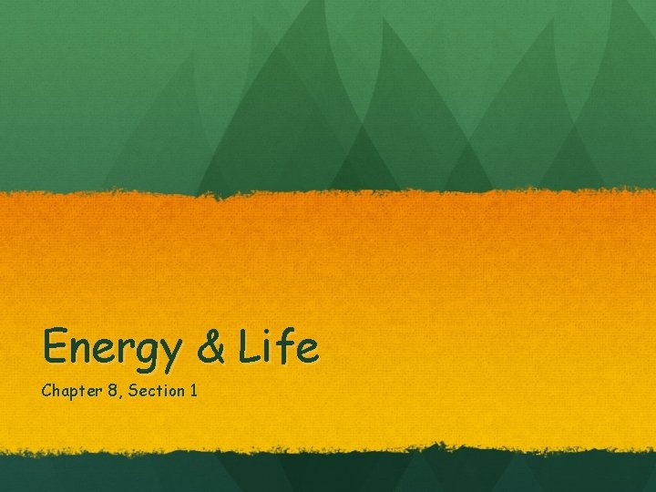 Energy & Life Chapter 8, Section 1 