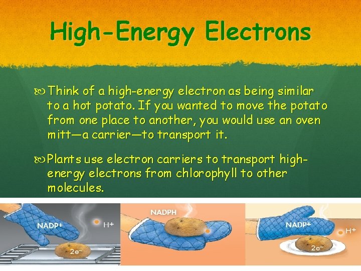 High-Energy Electrons Think of a high-energy electron as being similar to a hot potato.