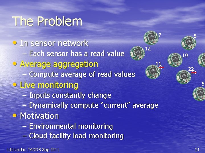 The Problem • In sensor network – Each sensor has a read value •