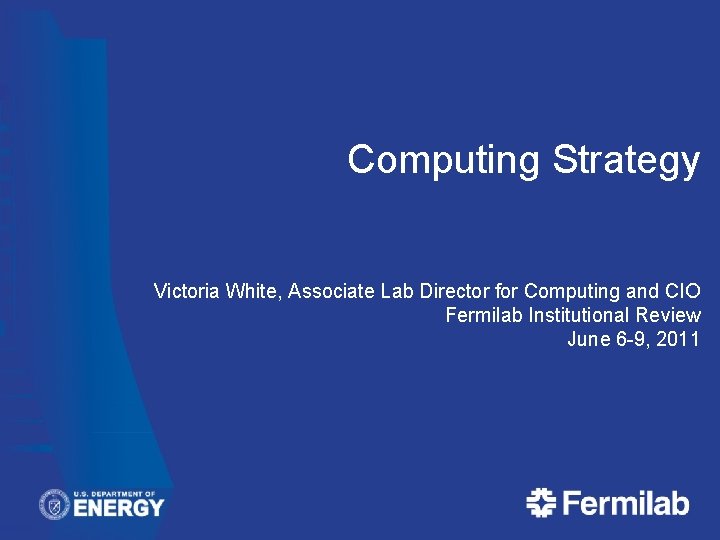 Computing Strategy Victoria White, Associate Lab Director for Computing and CIO Fermilab Institutional Review