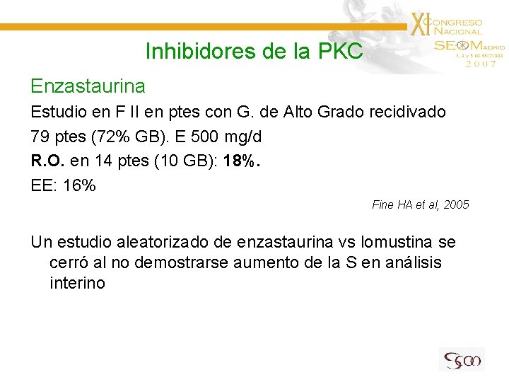 Inhibidores de la PKC Enzastaurina Estudio en F II en ptes con G. de