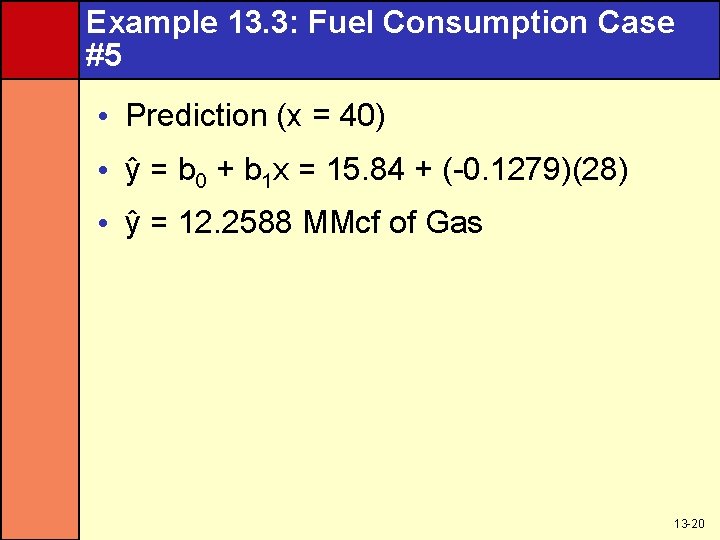 Example 13. 3: Fuel Consumption Case #5 • Prediction (x = 40) • y