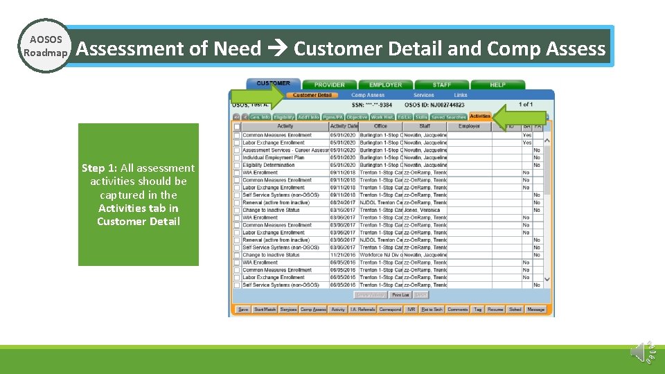 AOSOS Roadmap Assessment of Need Customer Detail and Comp Assess Step 1: All assessment