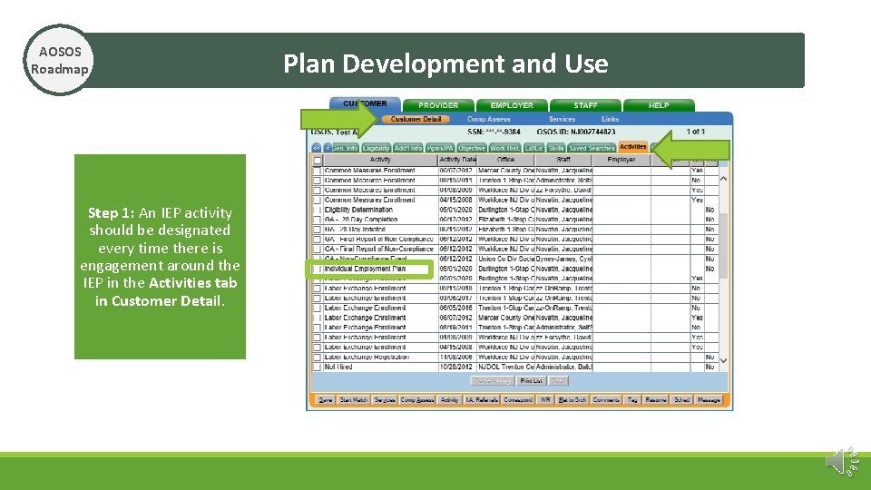 AOSOS Roadmap Step 1: An IEP activity should be designated every time there is