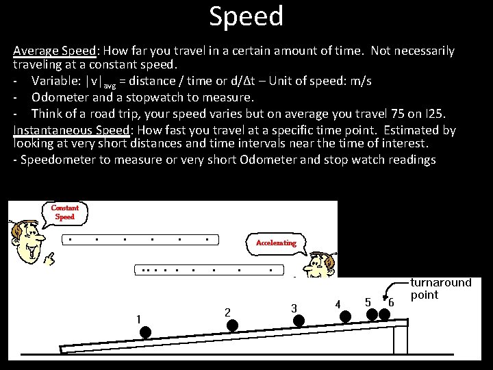 Speed Average Speed: How far you travel in a certain amount of time. Not