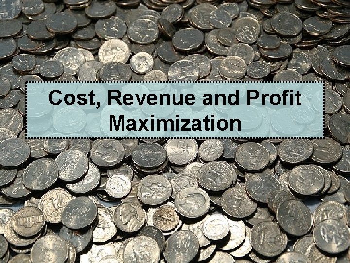Cost, Revenue and Profit Maximization 