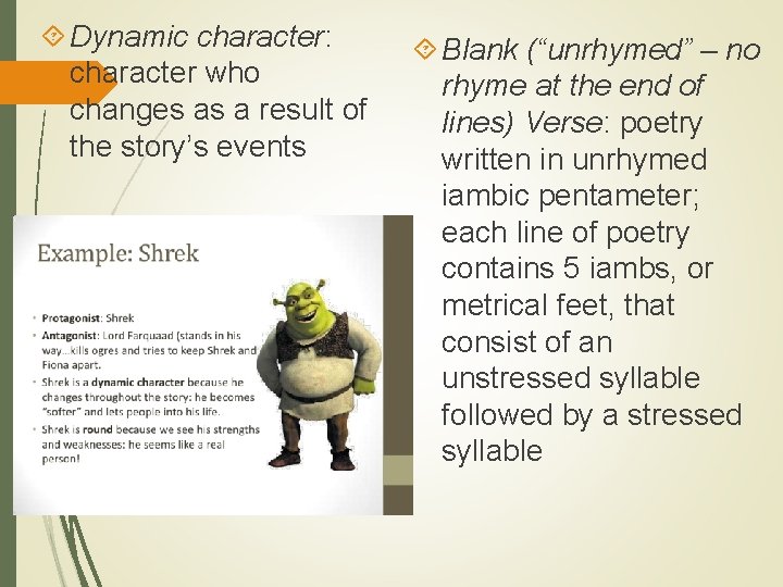  Dynamic character: character who changes as a result of the story’s events Blank