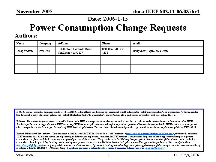 November 2005 doc. : IEEE 802. 11 -06/0376 r 1 Date: 2006 -1 -15