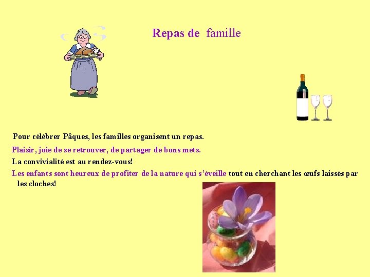 Repas de famille Pour célébrer Pâques, les familles organisent un repas. Plaisir, joie de Repas de famille Pour célébrer Pâques, les familles organisent un repas. Plaisir, joie de