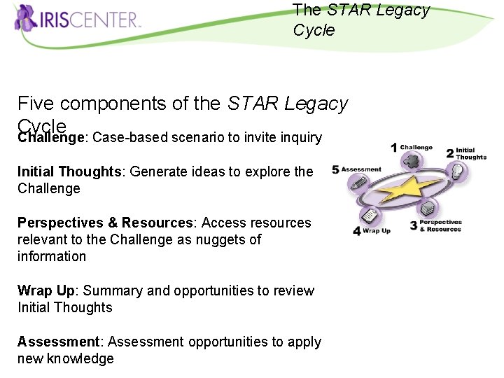 The STAR Legacy Cycle Five components of the STAR Legacy Cycle Challenge: Case-based scenario