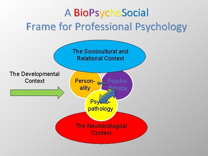 A Bio. Psycho. Social Frame for Professional Psychology The Sociocultural and Relational Context The