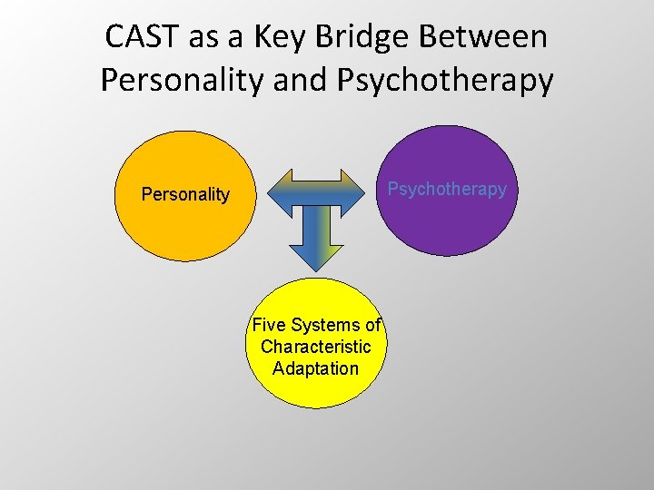 CAST as a Key Bridge Between Personality and Psychotherapy Personality Five Systems of Characteristic