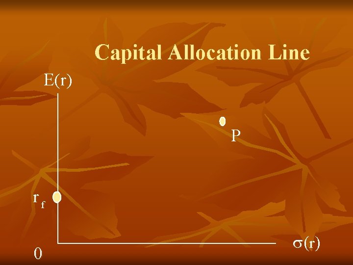 Capital Allocation Line E(r) P rf 0 r 
