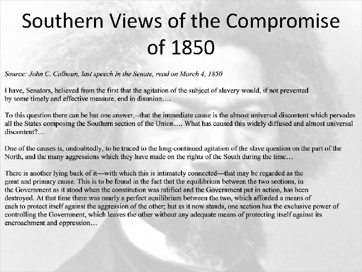 Southern Views of the Compromise of 1850 