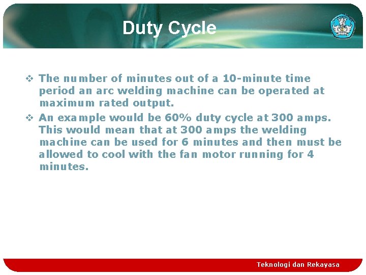 Duty Cycle v The number of minutes out of a 10 -minute time period