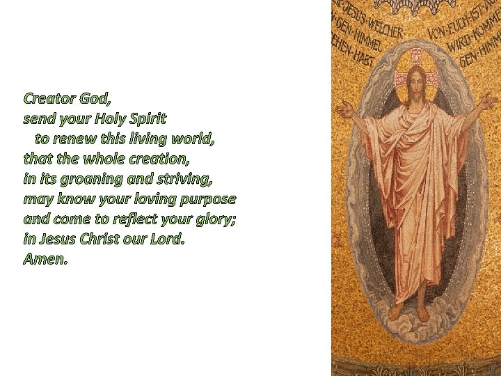 Creator God, send your Holy Spirit to renew this living world, that the whole