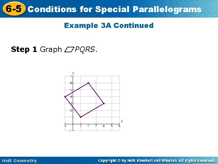 6 -5 Conditions for Special Parallelograms Example 3 A Continued Step 1 Graph Holt