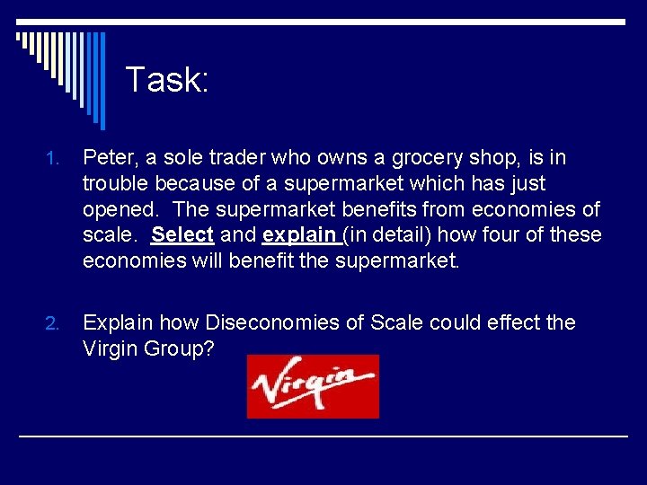 Task: 1. Peter, a sole trader who owns a grocery shop, is in trouble
