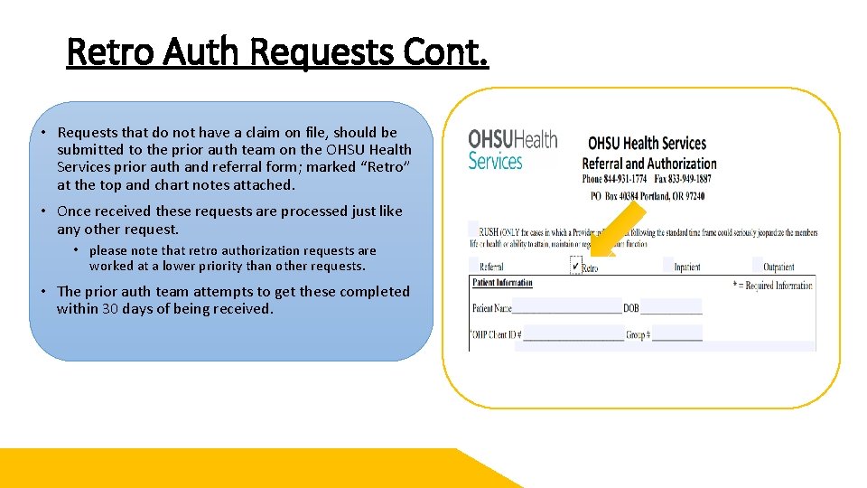 Retro Auth Requests Cont. • Requests that do not have a claim on file,