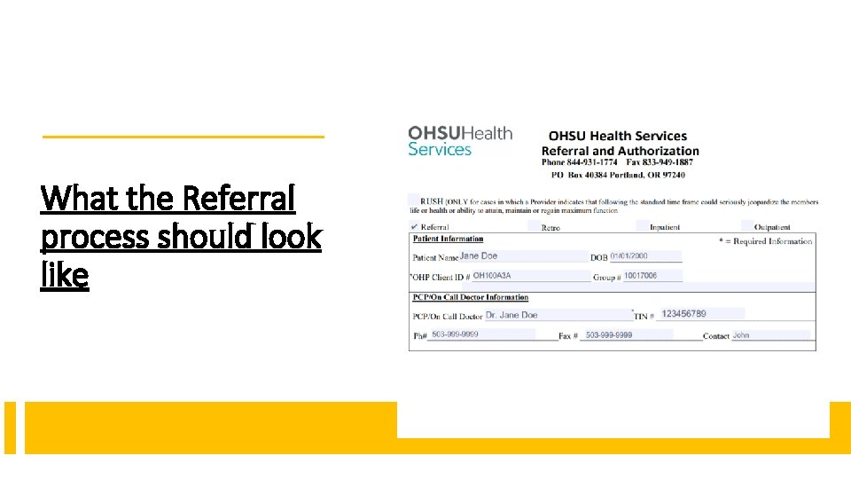 What the Referral process should look like 
