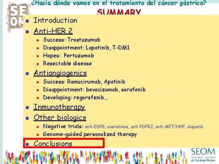 ¿Hacia dónde vamos en el tratamiento del cáncer gástrico? n n Introduction Anti-HER 2 ¿Hacia dónde vamos en el tratamiento del cáncer gástrico? n n Introduction Anti-HER 2