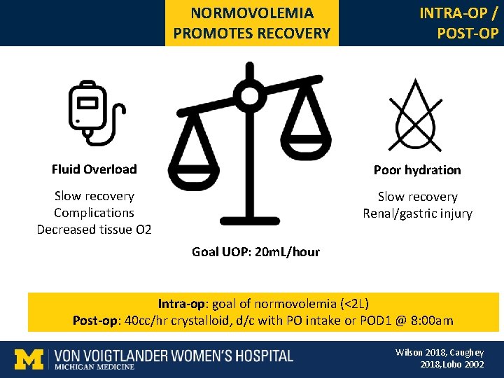 NORMOVOLEMIA PROMOTES RECOVERY INTRA-OP / POST-OP Fluid Overload Poor hydration Slow recovery Complications Decreased