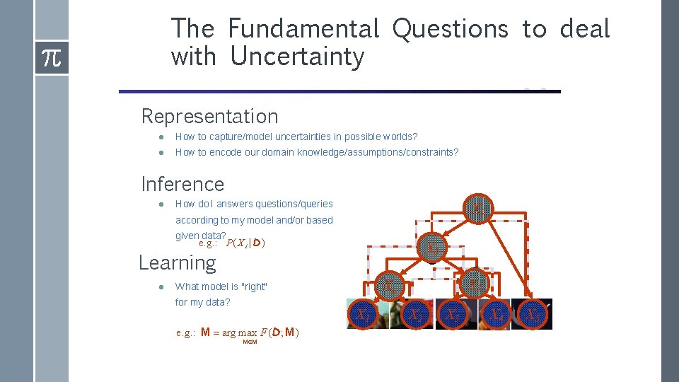 The Fundamental Questions to deal with Uncertainty Representation How to capture/model uncertainties in possible