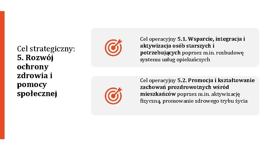 Cel strategiczny: 5. Rozwój ochrony zdrowia i pomocy społecznej Cel operacyjny 5. 1. Wsparcie,