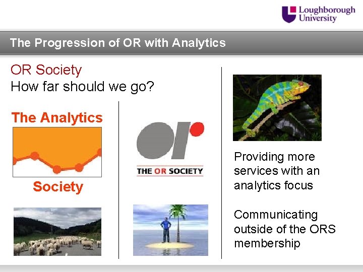 The Progression of OR with Analytics OR Society How far should we go? The