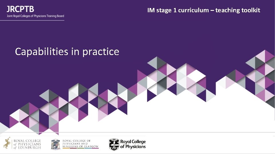 IM stage 1 curriculum – teaching toolkit Capabilities in practice 