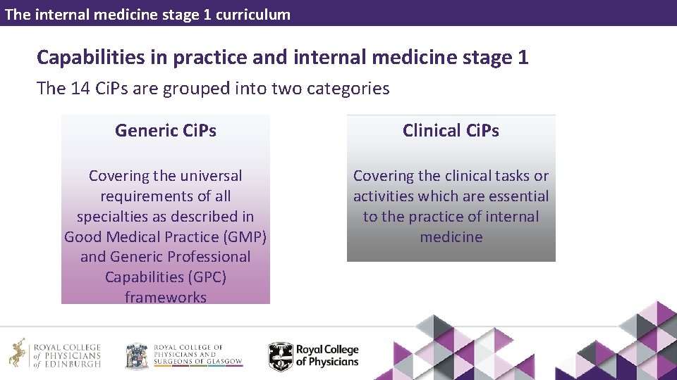 The internal medicine stage 1 curriculum Capabilities in practice and internal medicine stage 1