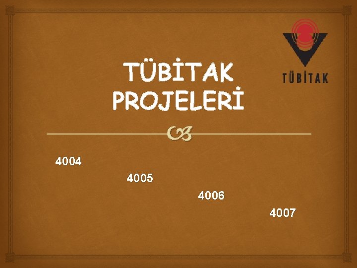 TÜBİTAK PROJELERİ 4004 4005 4006 4007 