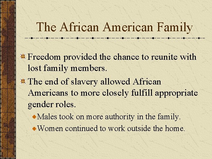 The African American Family Freedom provided the chance to reunite with lost family members.