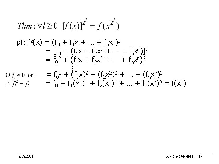pf: f 2(x) = (f 0 + f 1 x + … + fnxn)2