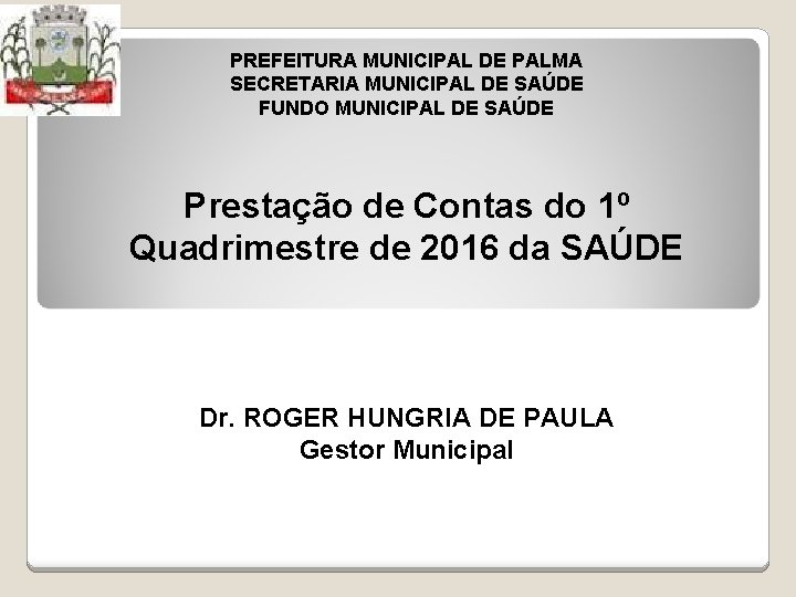 PREFEITURA MUNICIPAL DE PALMA SECRETARIA MUNICIPAL DE SAÚDE FUNDO MUNICIPAL DE SAÚDE Prestação de