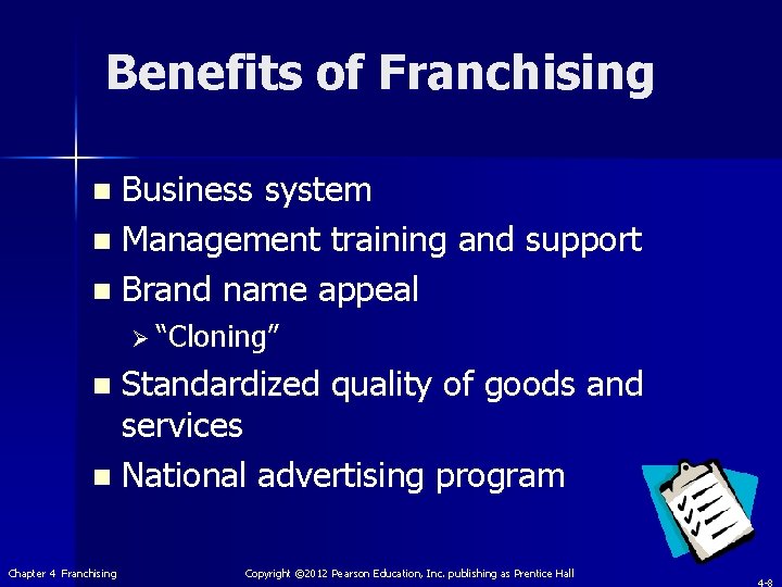 Benefits of Franchising Business system n Management training and support n Brand name appeal