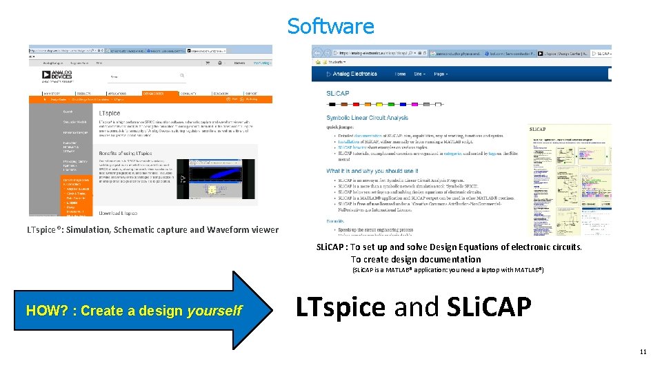 Software LTspice®: Simulation, Schematic capture and Waveform viewer SLi. CAP : To set up