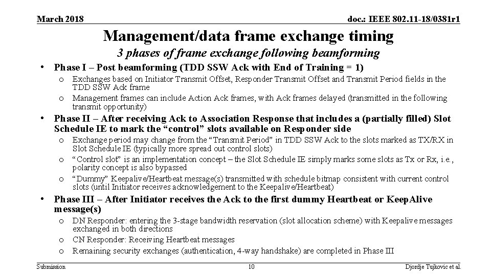 March 2018 doc. : IEEE 802. 11 -18/0381 r 1 Management/data frame exchange timing