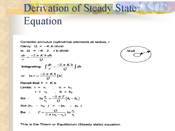 Derivation of Steady State Equation 