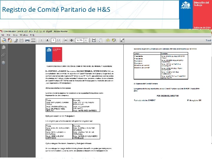 Registro de Comité Paritario de H&S 12 