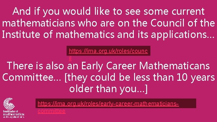 And if you would like to see some current mathematicians who are on the